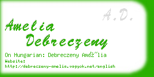 amelia debreczeny business card